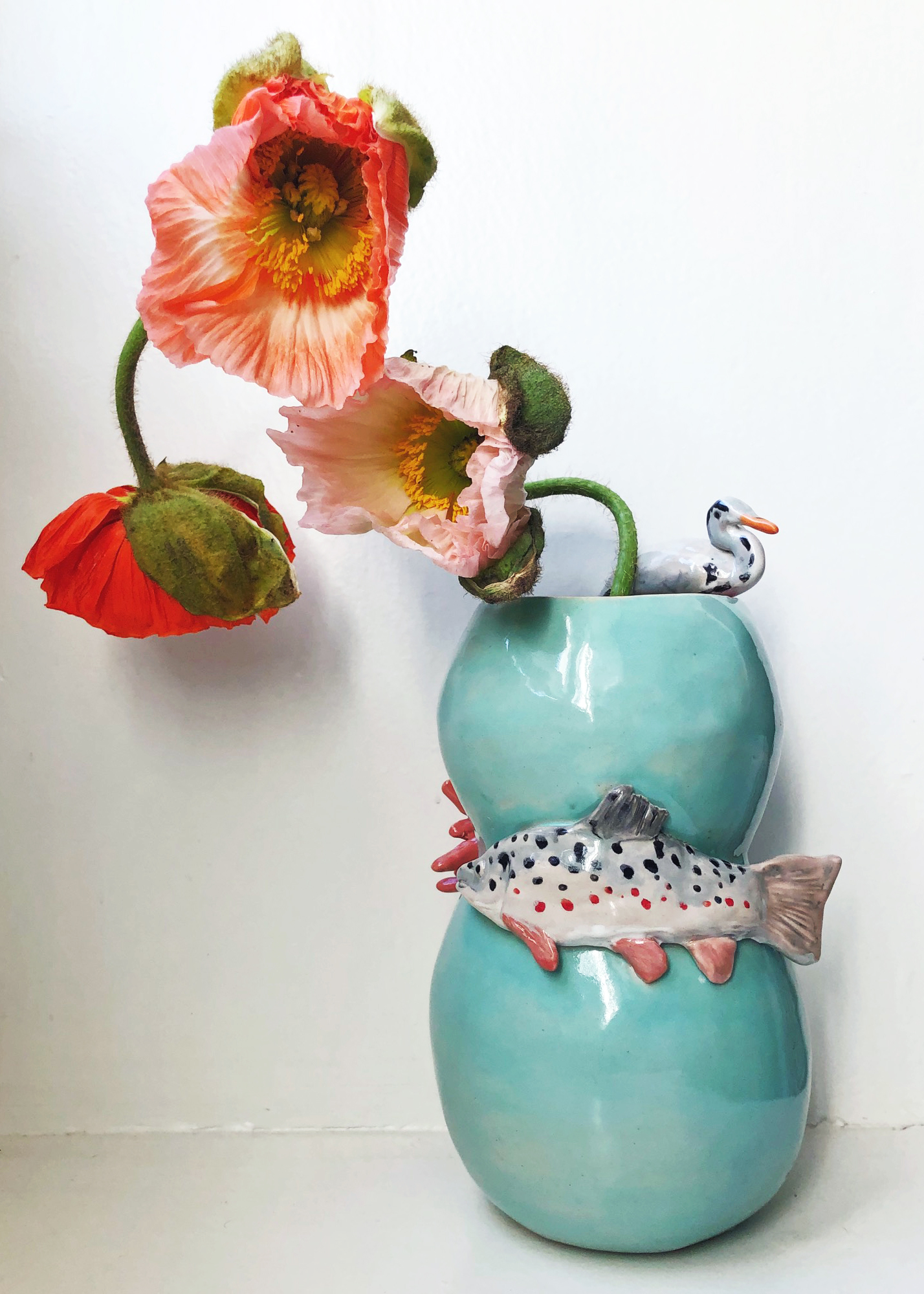 Valerie Lipscher Vase Lakebirds 3