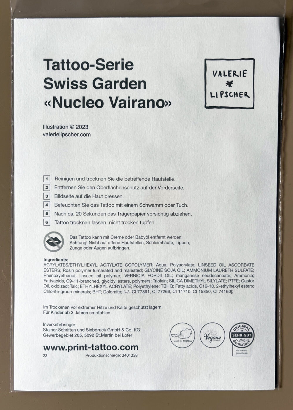 Temporär-Tattoo Nucleo Vairano valerie lipscher